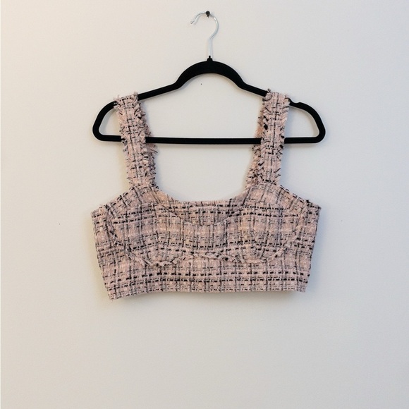 Wild Fable Pink Tweed Cropped Tank Top Size M Chic Textured Statement Pc - Picture 1 of 4